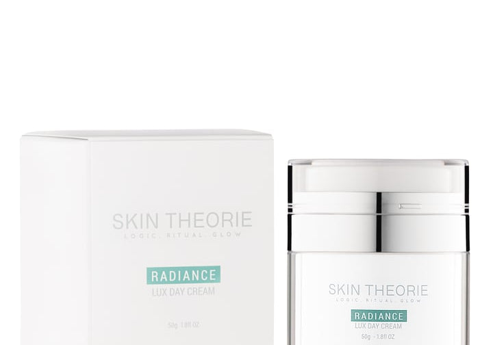 Skin Theorie Radiance Lux Day Cream jar detail, 50g