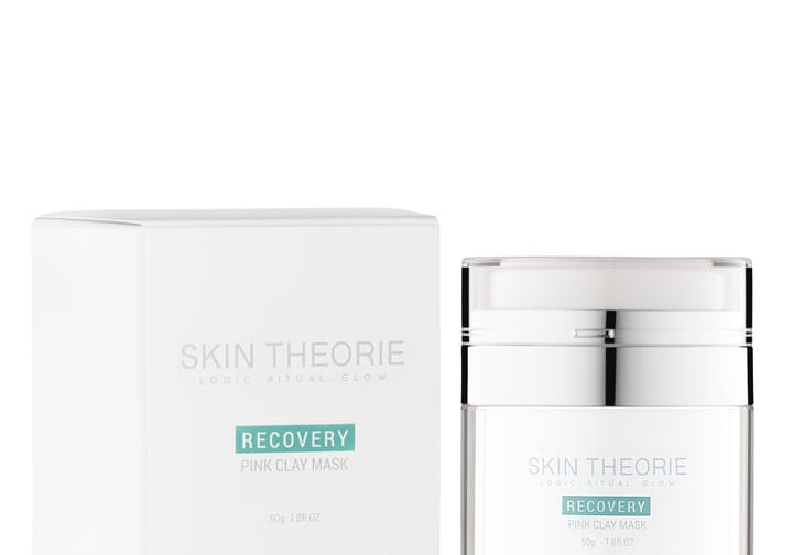 Skin Theorie Recovery Pink Clay Mask jar detail, 50g