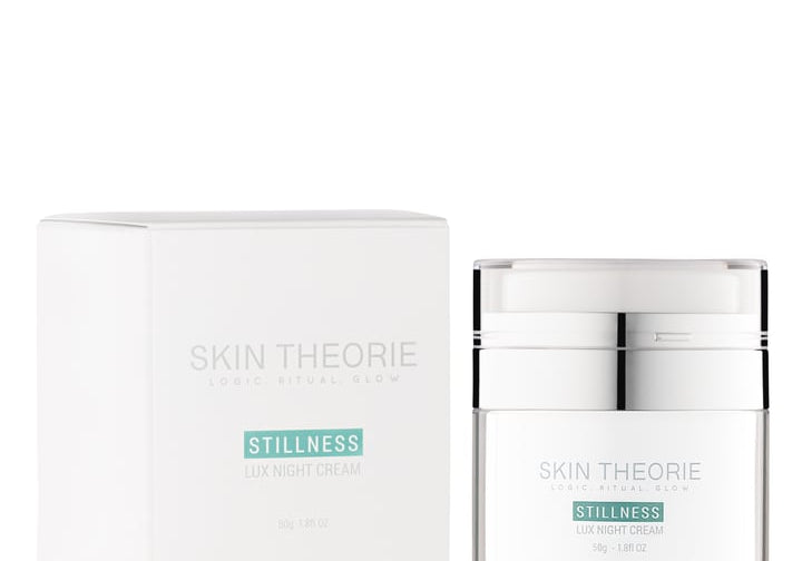 Skin Theorie Stillness Lux Night Cream jar detail, 50g