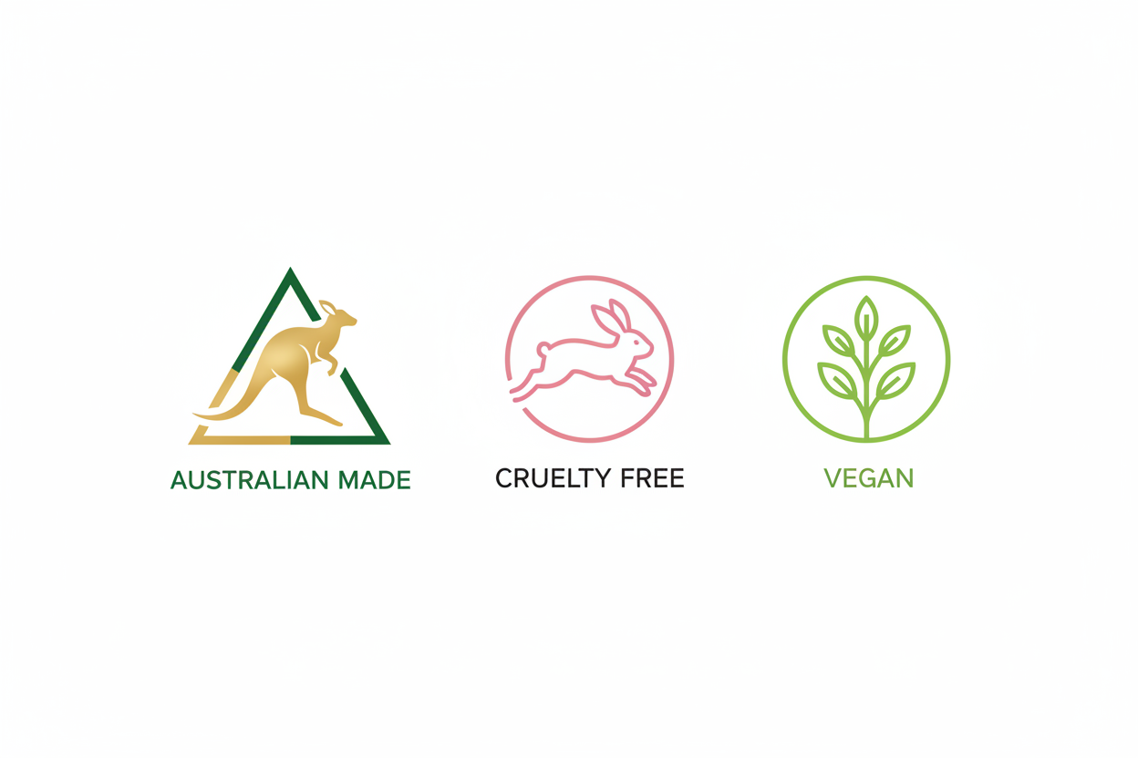 Australian-made, cruelty-free, and vegan — Skin Theorie certifications